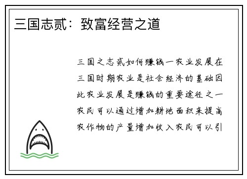 三国志贰:致富经营之道